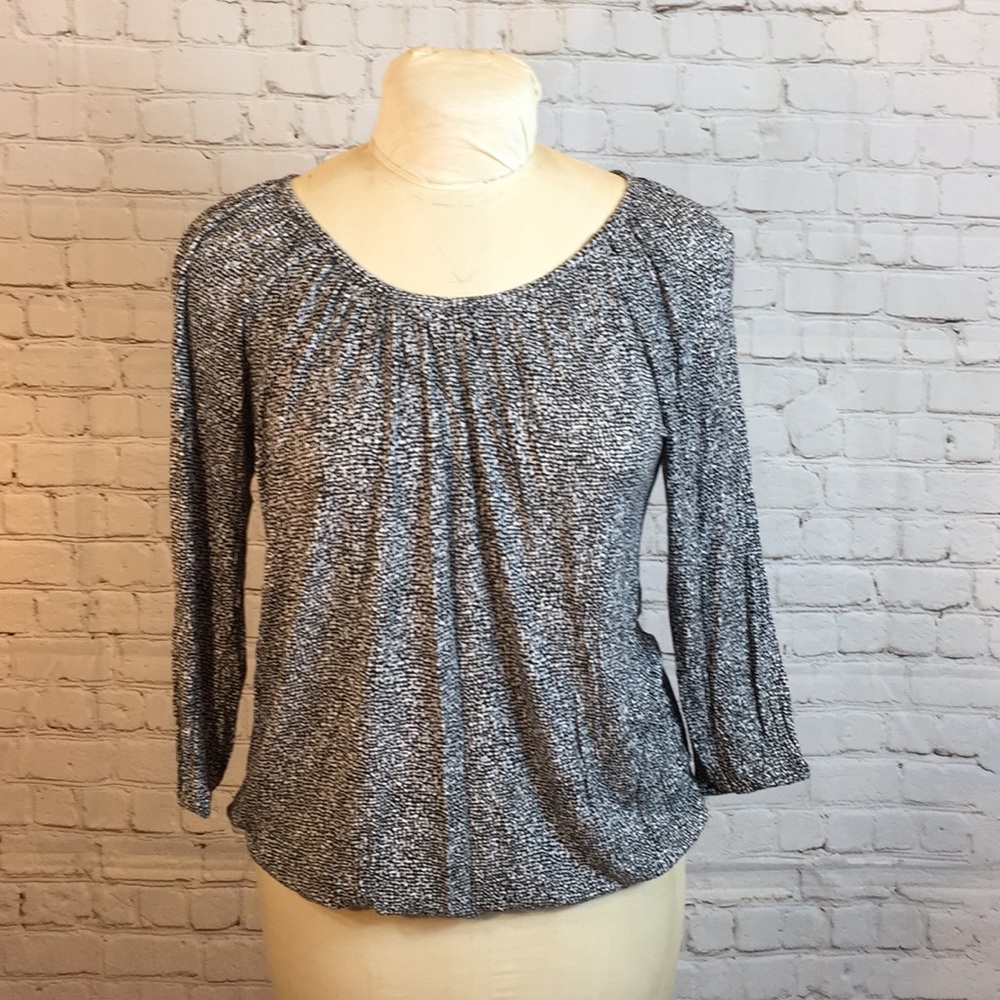 Michael Kors Black White Scoop Neck Top Medium